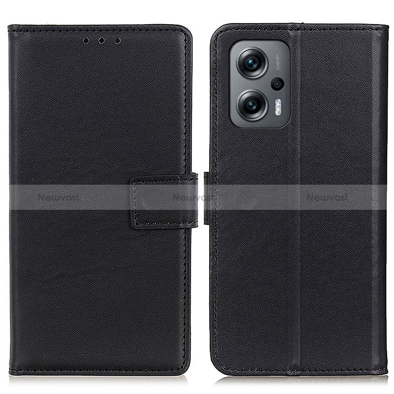 Leather Case Stands Flip Cover Holder A08D for Xiaomi Redmi Note 12 Turbo 5G Black