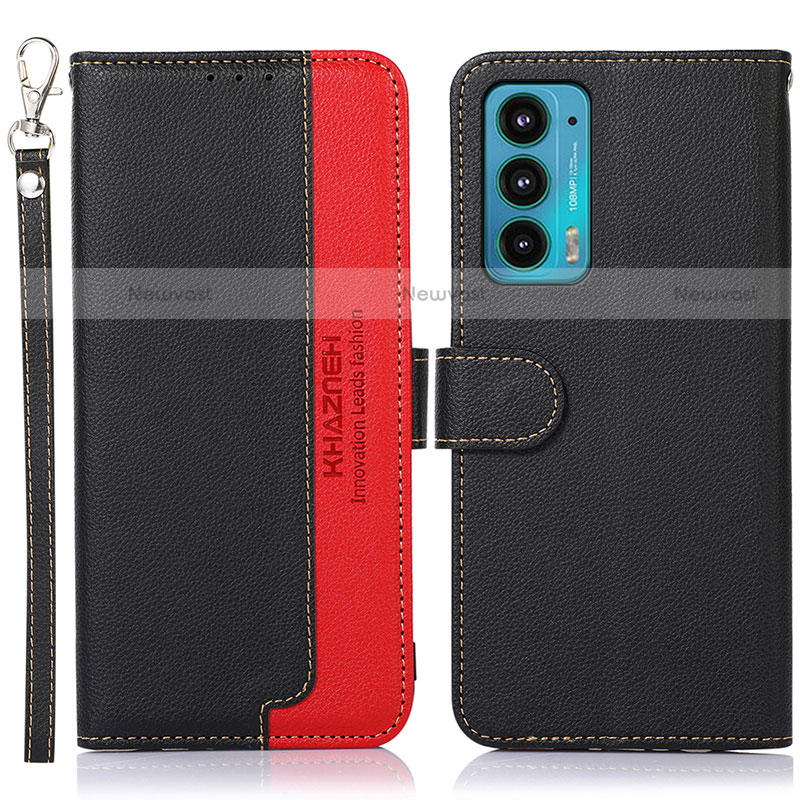 Leather Case Stands Flip Cover Holder A09D for Motorola Moto Edge 20 5G Black