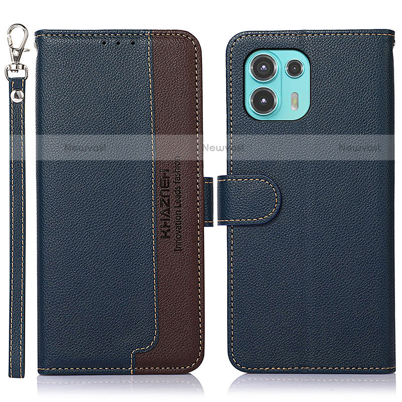 Leather Case Stands Flip Cover Holder A09D for Motorola Moto Edge 20 Lite 5G Blue