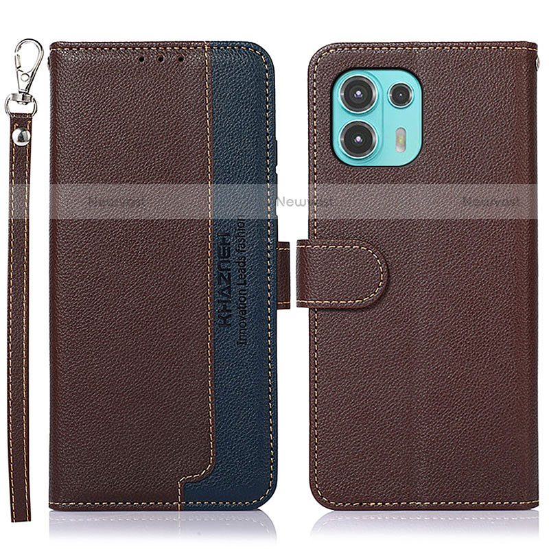 Leather Case Stands Flip Cover Holder A09D for Motorola Moto Edge 20 Lite 5G Brown