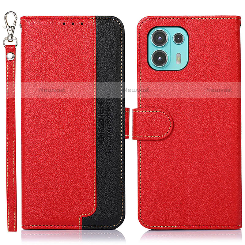 Leather Case Stands Flip Cover Holder A09D for Motorola Moto Edge 20 Lite 5G Red