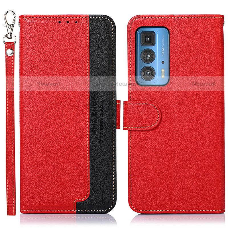 Leather Case Stands Flip Cover Holder A09D for Motorola Moto Edge 20 Pro 5G Red