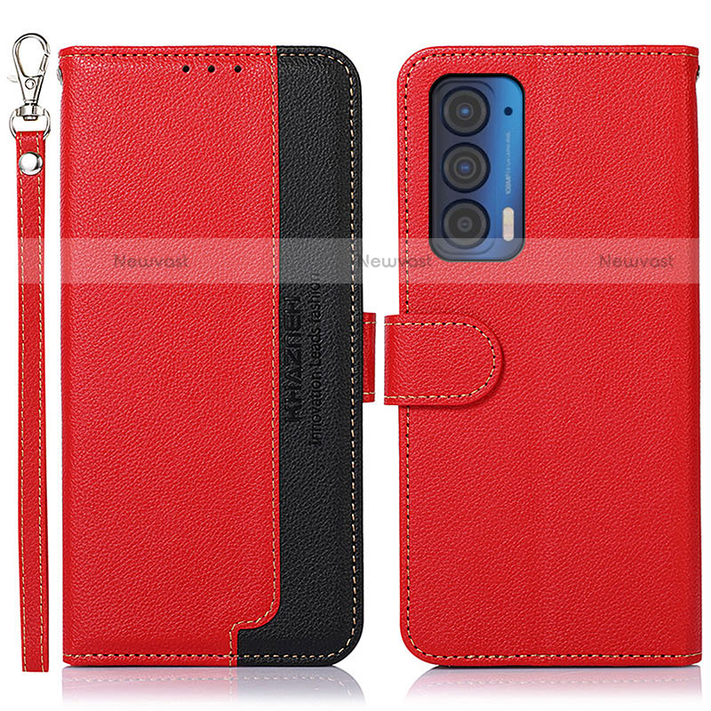 Leather Case Stands Flip Cover Holder A09D for Motorola Moto Edge (2021) 5G Red