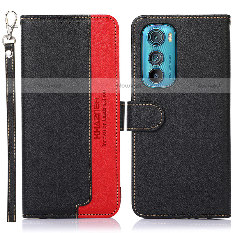 Leather Case Stands Flip Cover Holder A09D for Motorola Moto Edge 30 5G Black