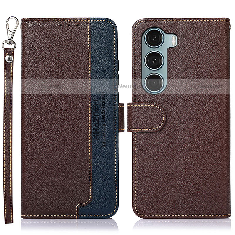 Leather Case Stands Flip Cover Holder A09D for Motorola Moto Edge S30 5G Brown