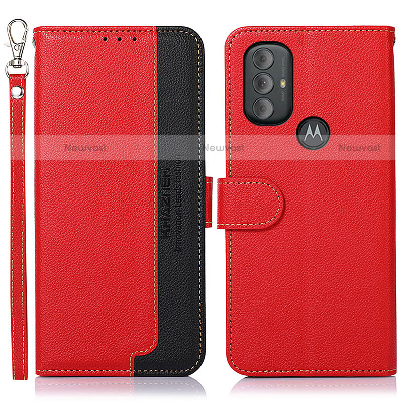 Leather Case Stands Flip Cover Holder A09D for Motorola Moto G Play (2023) Red