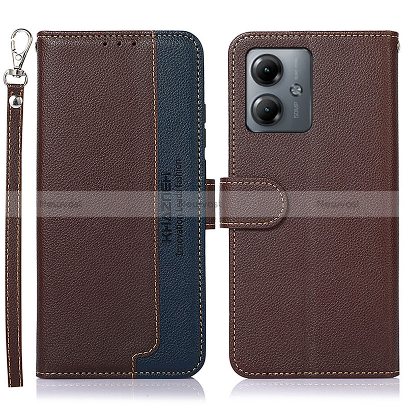 Leather Case Stands Flip Cover Holder A09D for Motorola Moto G14