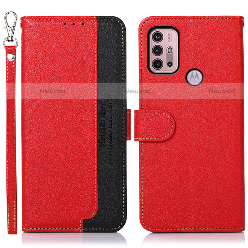 Leather Case Stands Flip Cover Holder A09D for Motorola Moto G31 Red