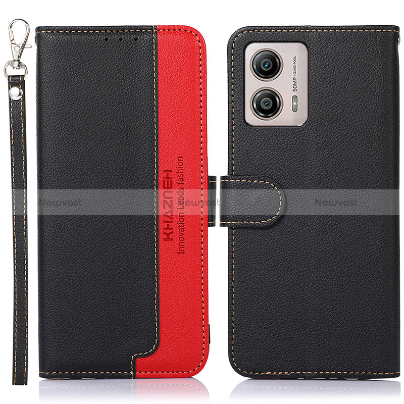 Leather Case Stands Flip Cover Holder A09D for Motorola Moto G53 5G