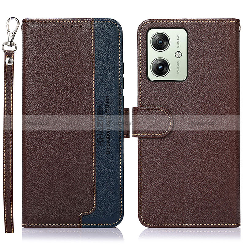 Leather Case Stands Flip Cover Holder A09D for Motorola Moto G54 5G