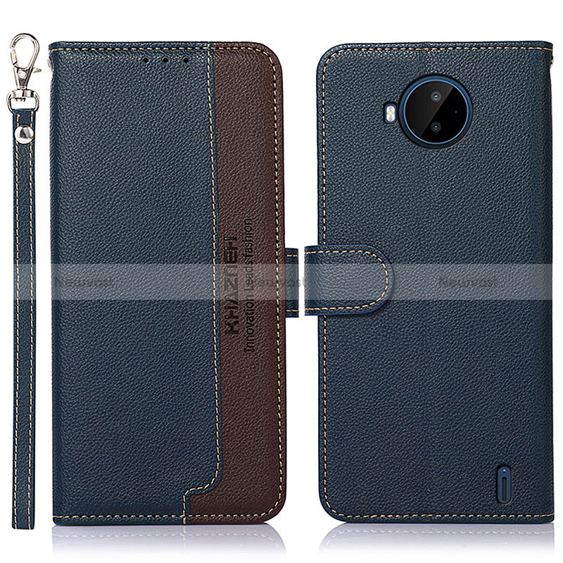 Leather Case Stands Flip Cover Holder A09D for Nokia C20 Plus Blue