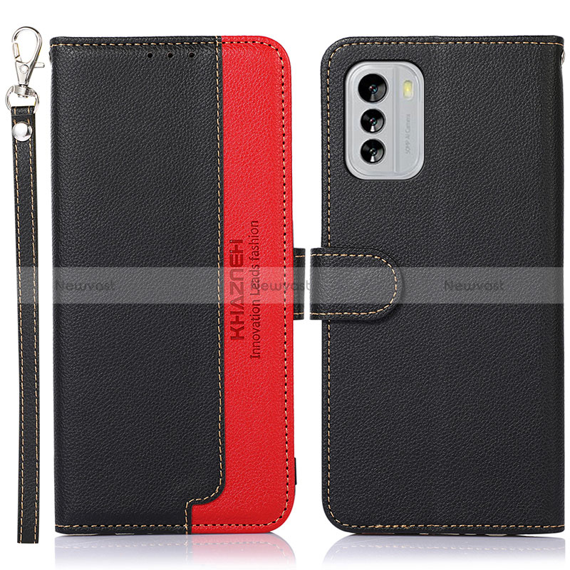 Leather Case Stands Flip Cover Holder A09D for Nokia G60 5G Black