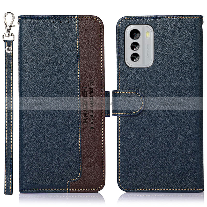 Leather Case Stands Flip Cover Holder A09D for Nokia G60 5G Blue