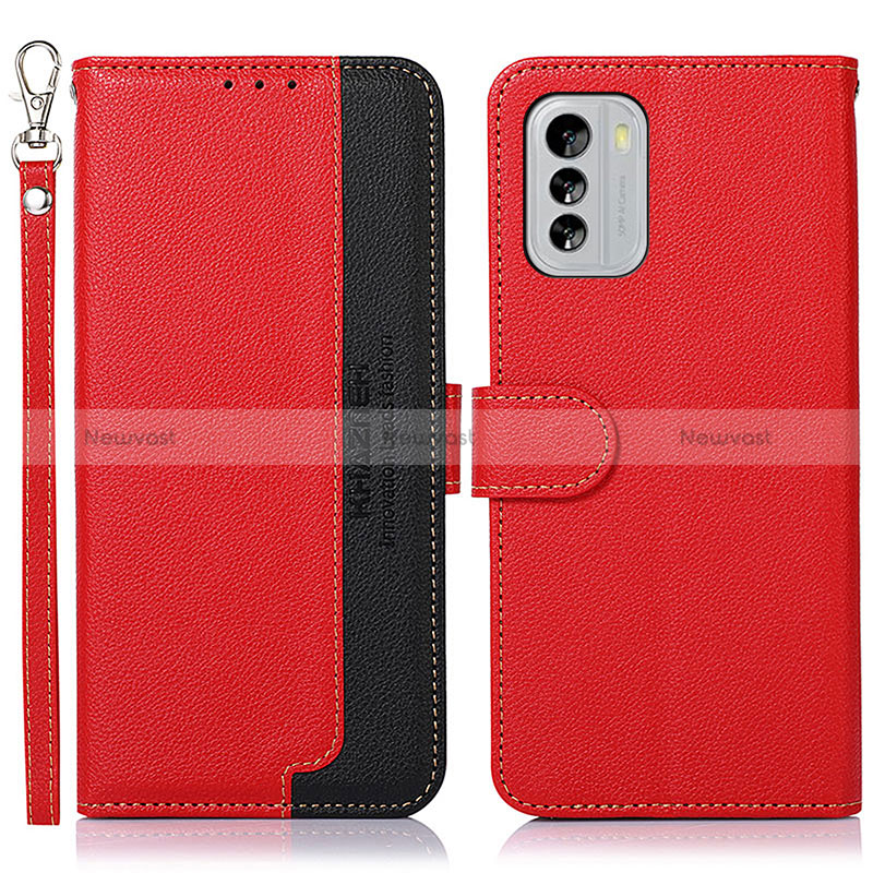 Leather Case Stands Flip Cover Holder A09D for Nokia G60 5G Red