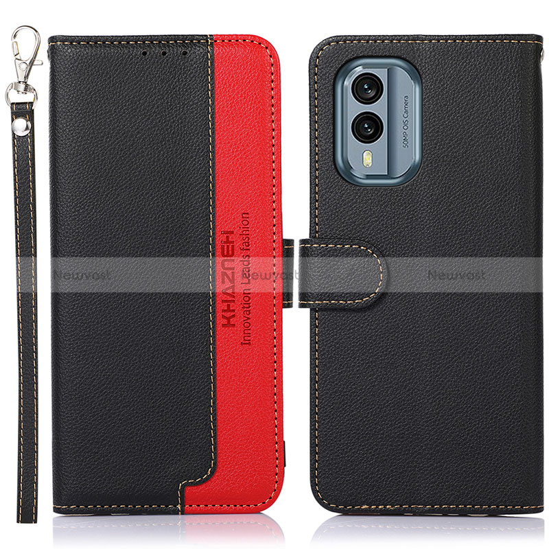 Leather Case Stands Flip Cover Holder A09D for Nokia X30 5G Black