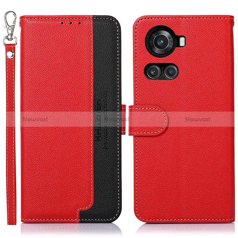 Leather Case Stands Flip Cover Holder A09D for OnePlus 10R 5G Red