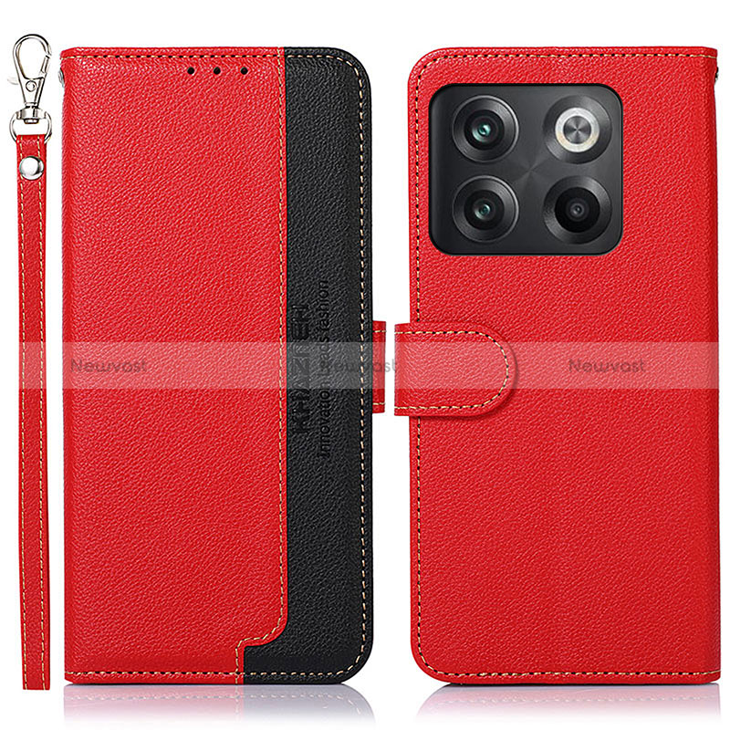 Leather Case Stands Flip Cover Holder A09D for OnePlus 10T 5G Red