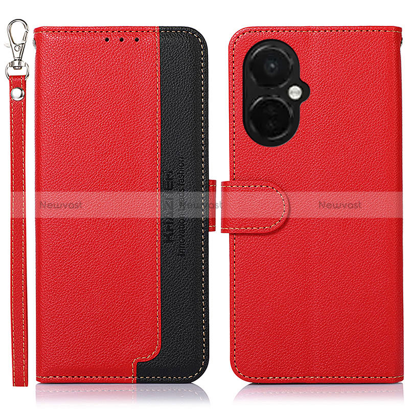 Leather Case Stands Flip Cover Holder A09D for OnePlus Nord CE 3 5G Red