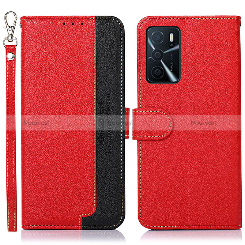 Leather Case Stands Flip Cover Holder A09D for Oppo A16 Red