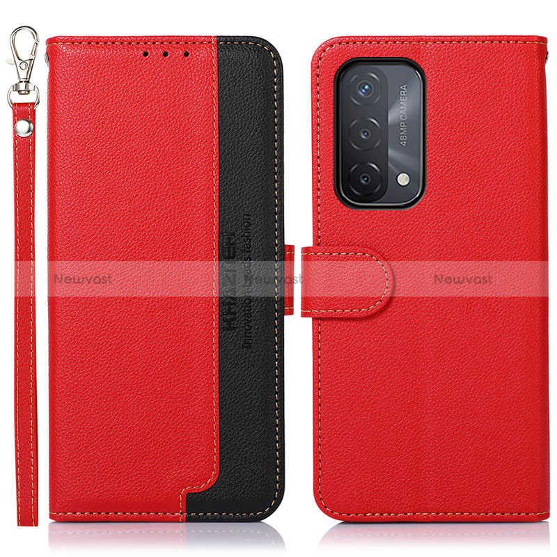 Leather Case Stands Flip Cover Holder A09D for Oppo A54 5G Red
