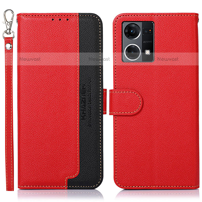 Leather Case Stands Flip Cover Holder A09D for Oppo F21 Pro 4G Red