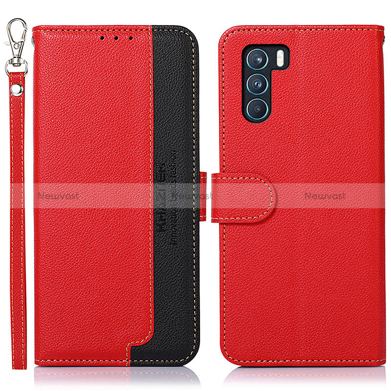 Leather Case Stands Flip Cover Holder A09D for Oppo K9 Pro 5G Red