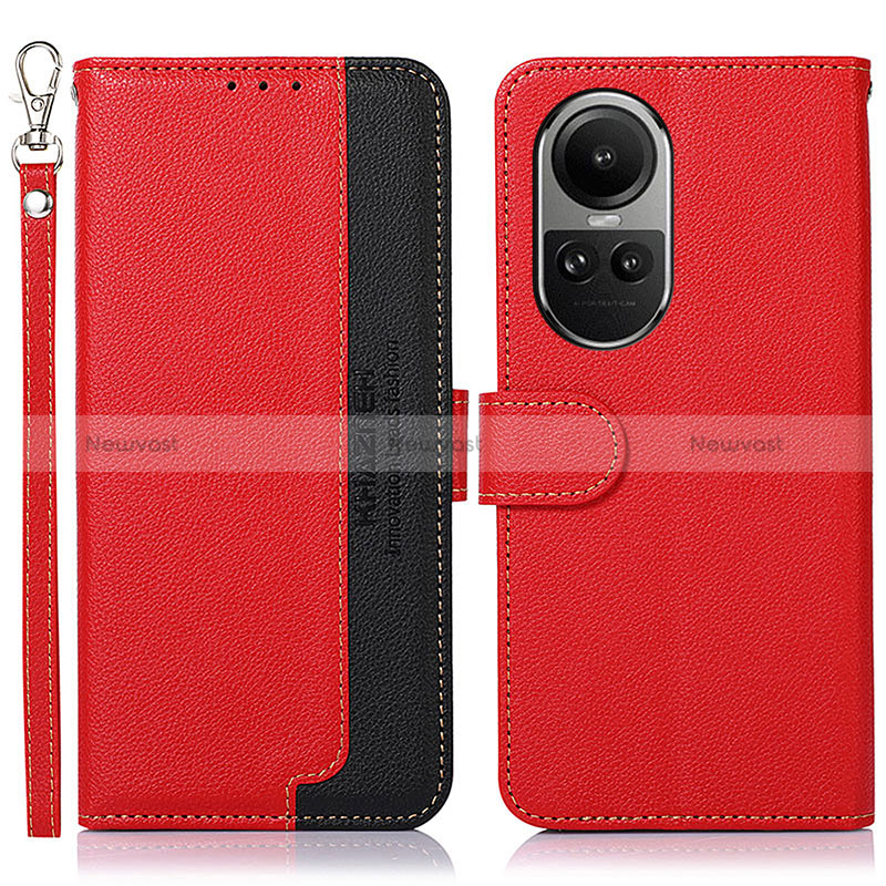 Leather Case Stands Flip Cover Holder A09D for Oppo Reno10 5G Red