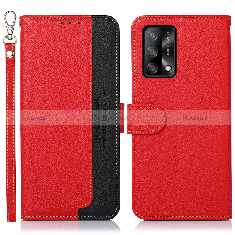 Leather Case Stands Flip Cover Holder A09D for Oppo Reno6 Lite Red