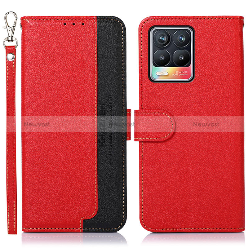 Leather Case Stands Flip Cover Holder A09D for Realme 8 4G Red