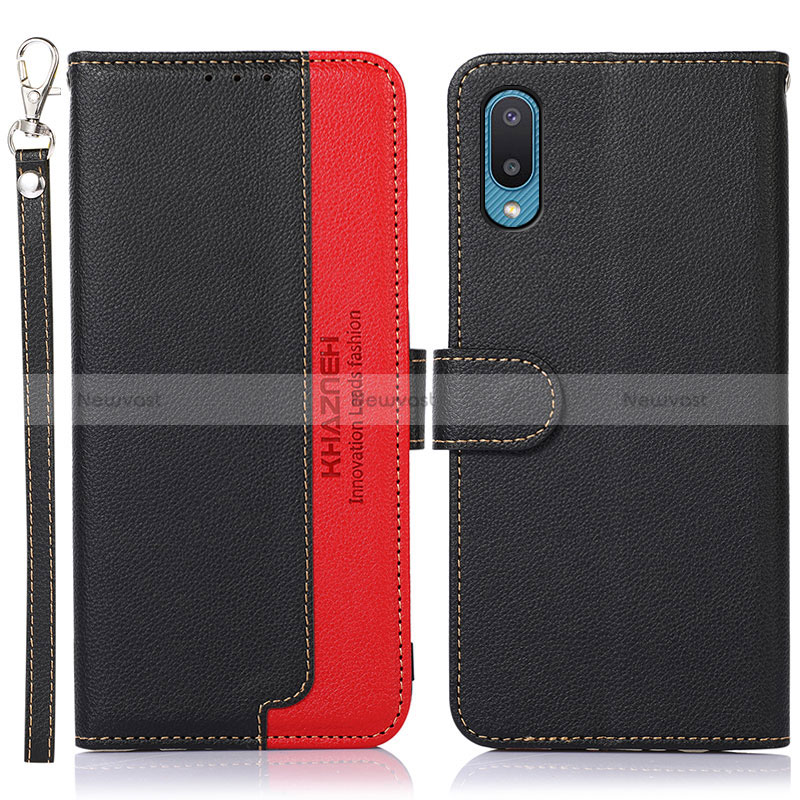 Leather Case Stands Flip Cover Holder A09D for Samsung Galaxy A02