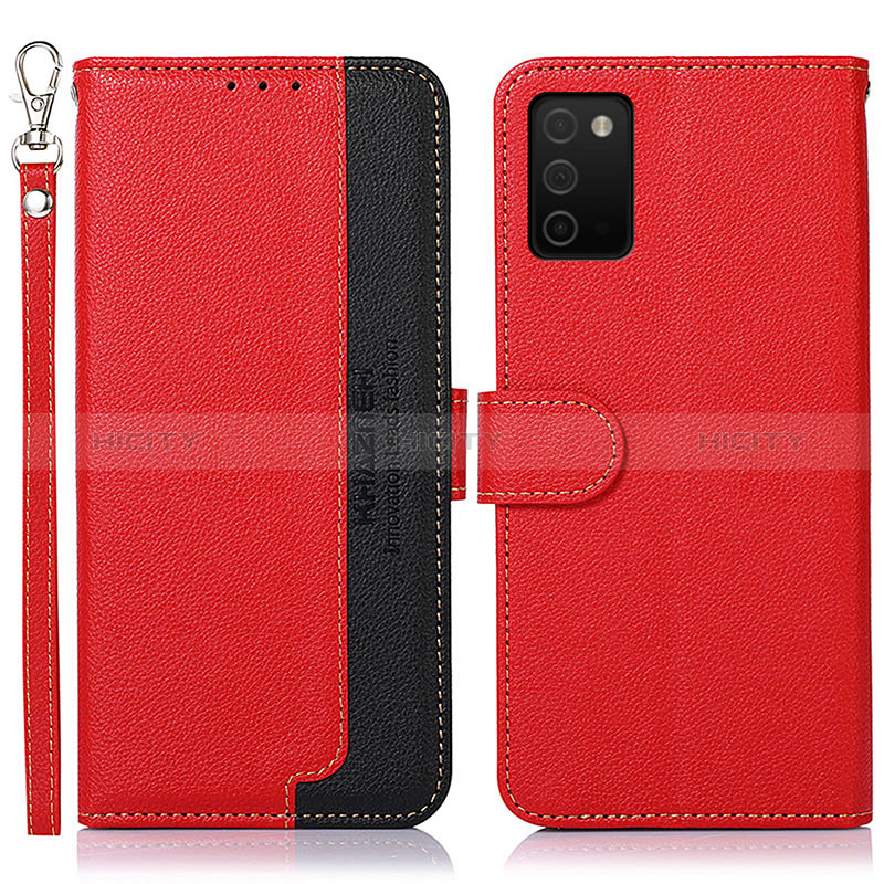 Leather Case Stands Flip Cover Holder A09D for Samsung Galaxy A03s Red