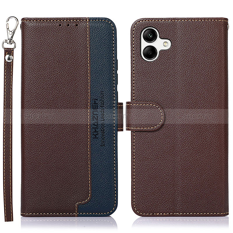 Leather Case Stands Flip Cover Holder A09D for Samsung Galaxy A04E Brown