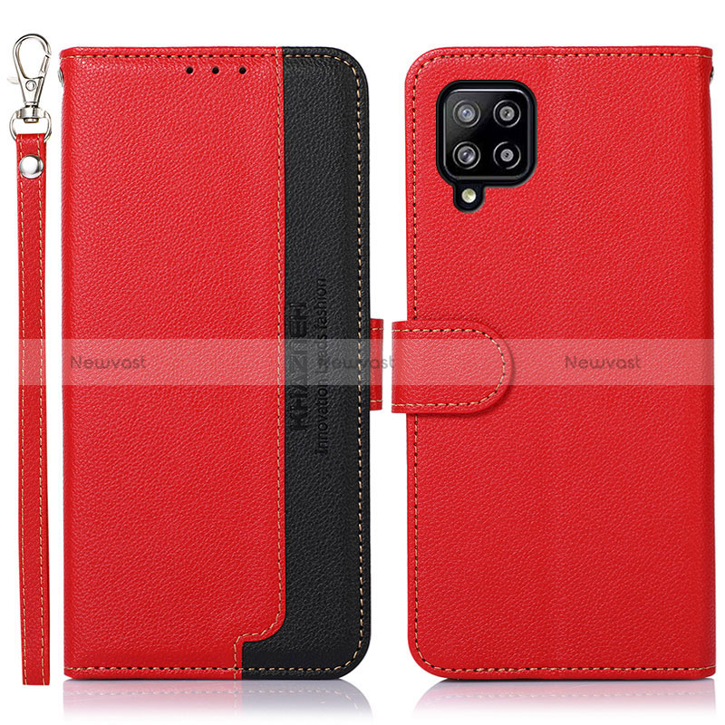 Leather Case Stands Flip Cover Holder A09D for Samsung Galaxy A22 4G Red