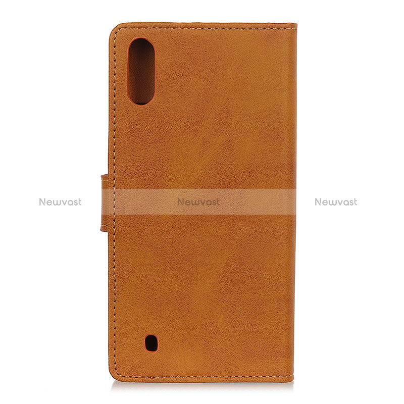 Leather Case Stands Flip Cover Holder A09D for Samsung Galaxy M01 Brown