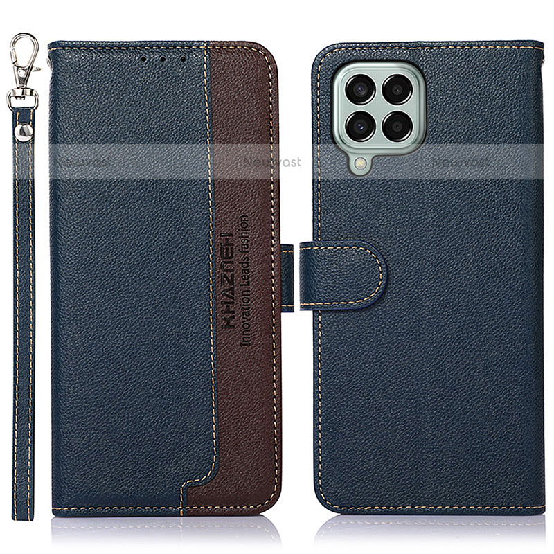 Leather Case Stands Flip Cover Holder A09D for Samsung Galaxy M33 5G Blue