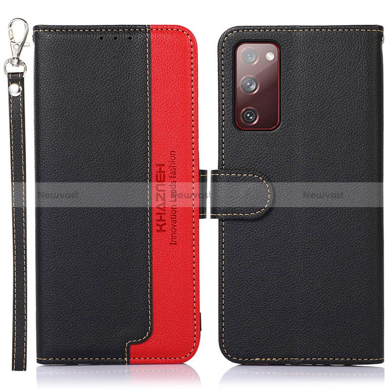 Leather Case Stands Flip Cover Holder A09D for Samsung Galaxy S20 Lite 5G Black