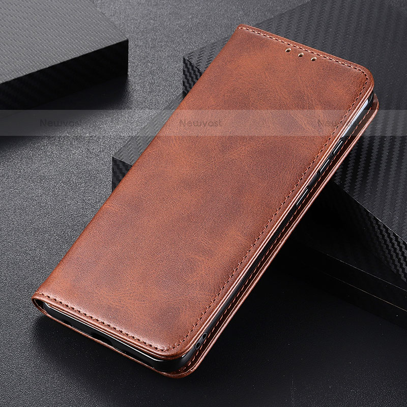 Leather Case Stands Flip Cover Holder A09D for Samsung Galaxy S21 Plus 5G Brown