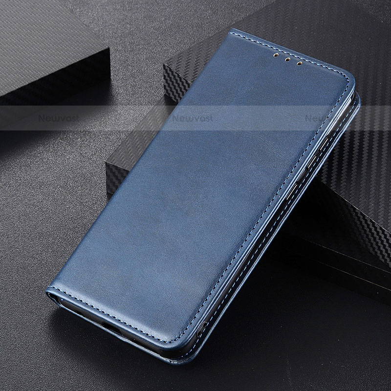 Leather Case Stands Flip Cover Holder A09D for Samsung Galaxy S22 5G Blue