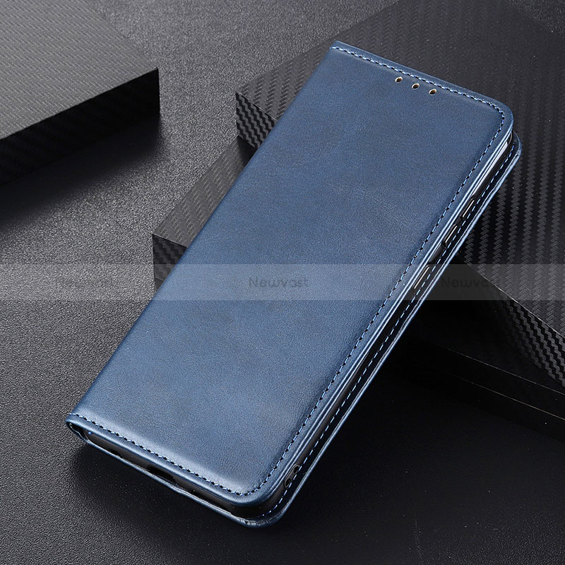 Leather Case Stands Flip Cover Holder A09D for Samsung Galaxy S22 Plus 5G Blue