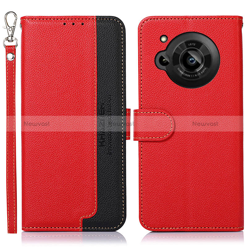 Leather Case Stands Flip Cover Holder A09D for Sharp Aquos R7 Red