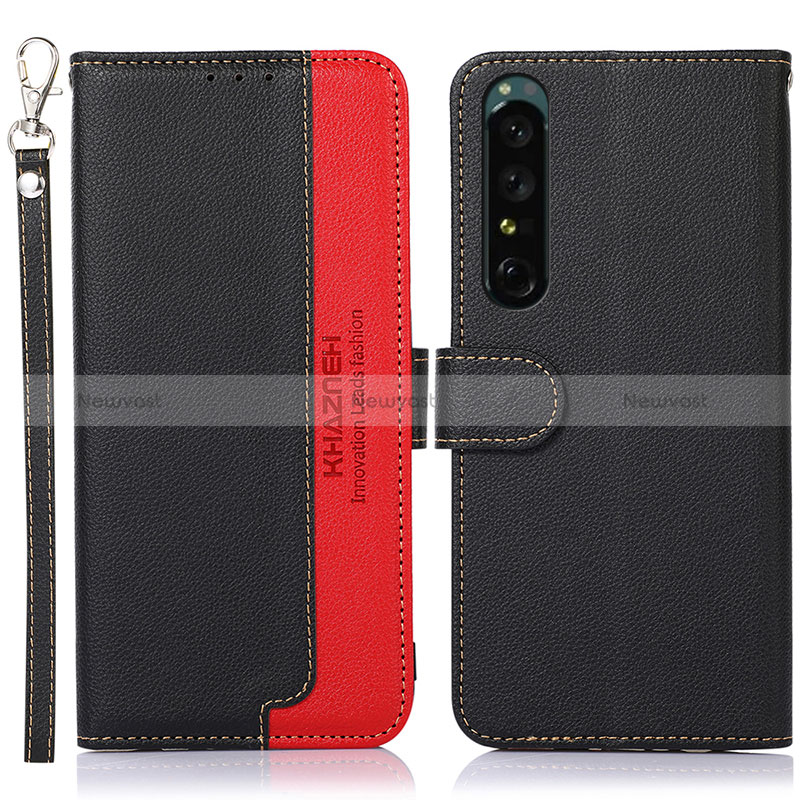 Leather Case Stands Flip Cover Holder A09D for Sony Xperia 1 IV Black