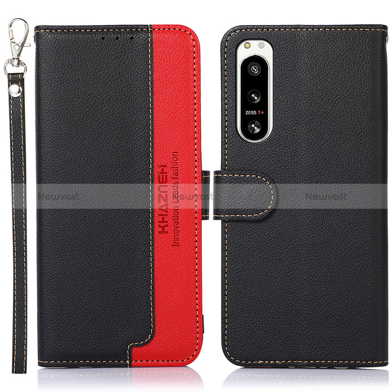 Leather Case Stands Flip Cover Holder A09D for Sony Xperia 5 IV Black