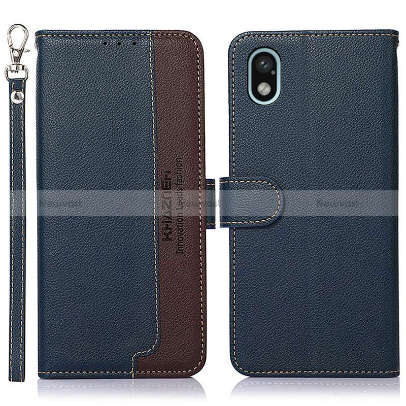 Leather Case Stands Flip Cover Holder A09D for Sony Xperia Ace III SO-53C Blue