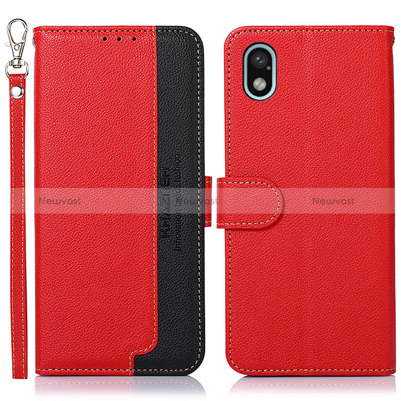 Leather Case Stands Flip Cover Holder A09D for Sony Xperia Ace III SOG08 Red