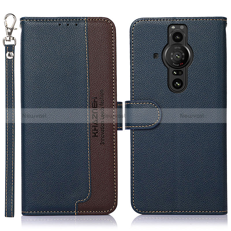 Leather Case Stands Flip Cover Holder A09D for Sony Xperia PRO-I Blue