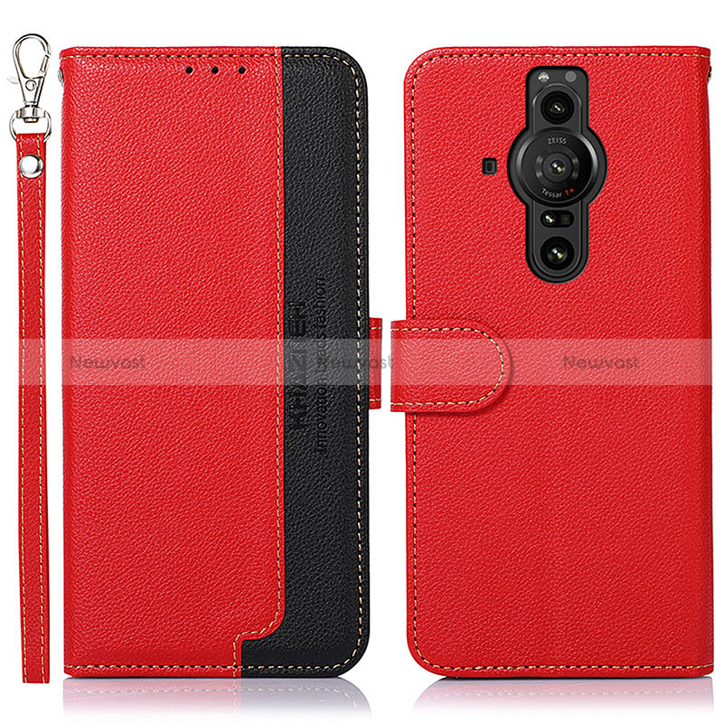 Leather Case Stands Flip Cover Holder A09D for Sony Xperia PRO-I Red