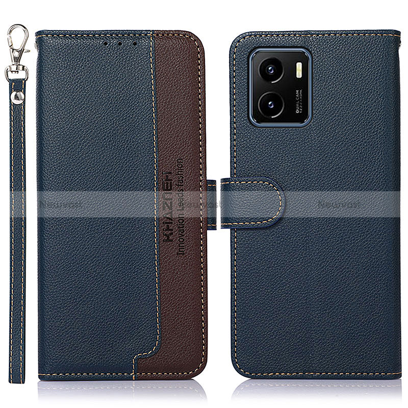 Leather Case Stands Flip Cover Holder A09D for Vivo Y01A Blue