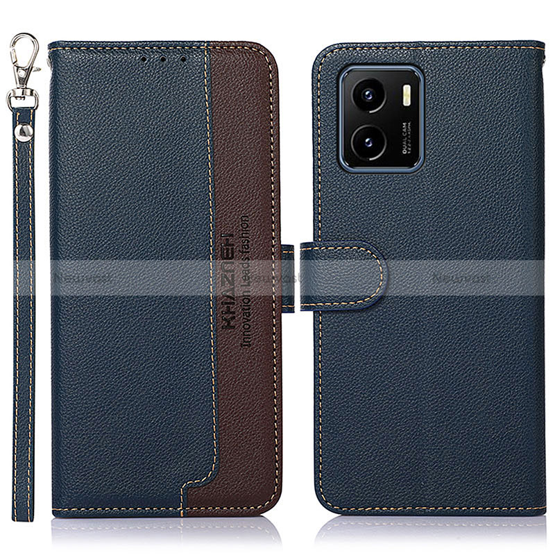 Leather Case Stands Flip Cover Holder A09D for Vivo Y32t Blue