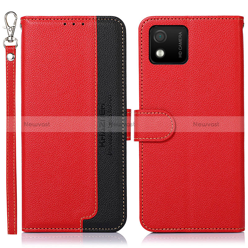 Leather Case Stands Flip Cover Holder A09D for Wiko Y52 Red