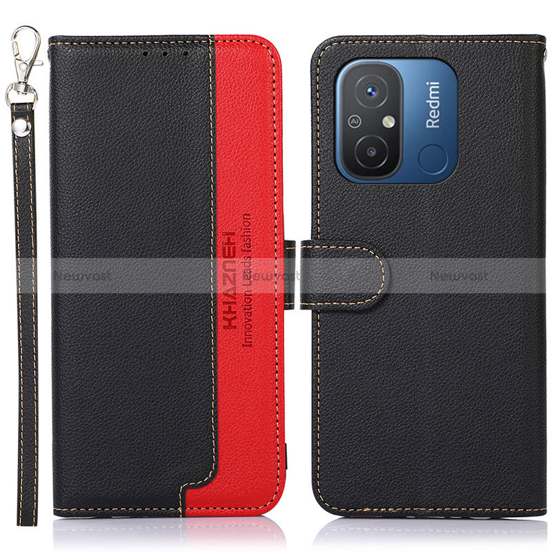 Leather Case Stands Flip Cover Holder A09D for Xiaomi Redmi 11A 4G Black